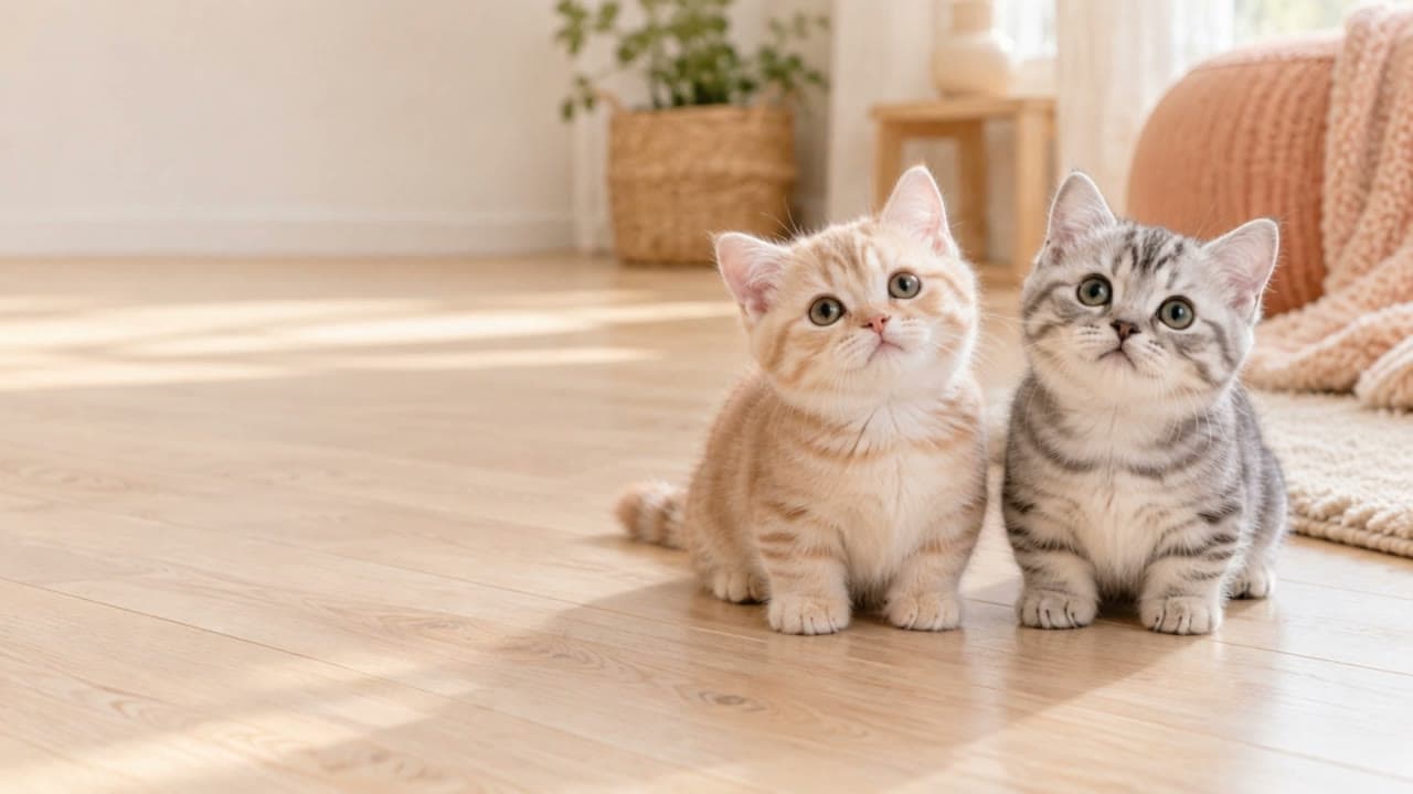 Two Munchkin kittens, cream and silver, playing and touching noses